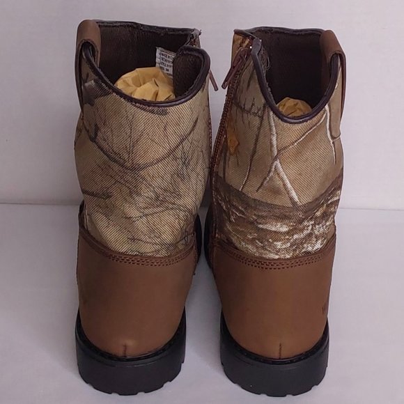 'HERTER'S' LEATHER HUNT BOOTS MOISTURE-WICK CAMO 'REALTREE`EXTRA PULL-ON YOUTH - Picture 4 of 16